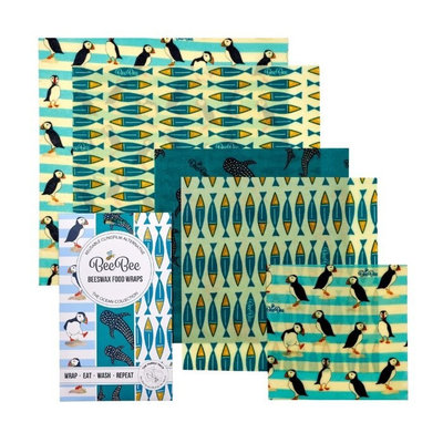 5 wraps Ocean en cire d'abeille pack family